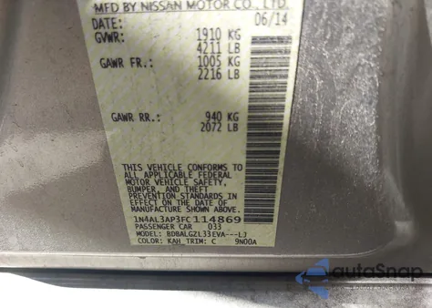 2015 Nissan Altima 2.5 S z USA, uszkodzony, nr VIN 1N4AL3AP3FC114869